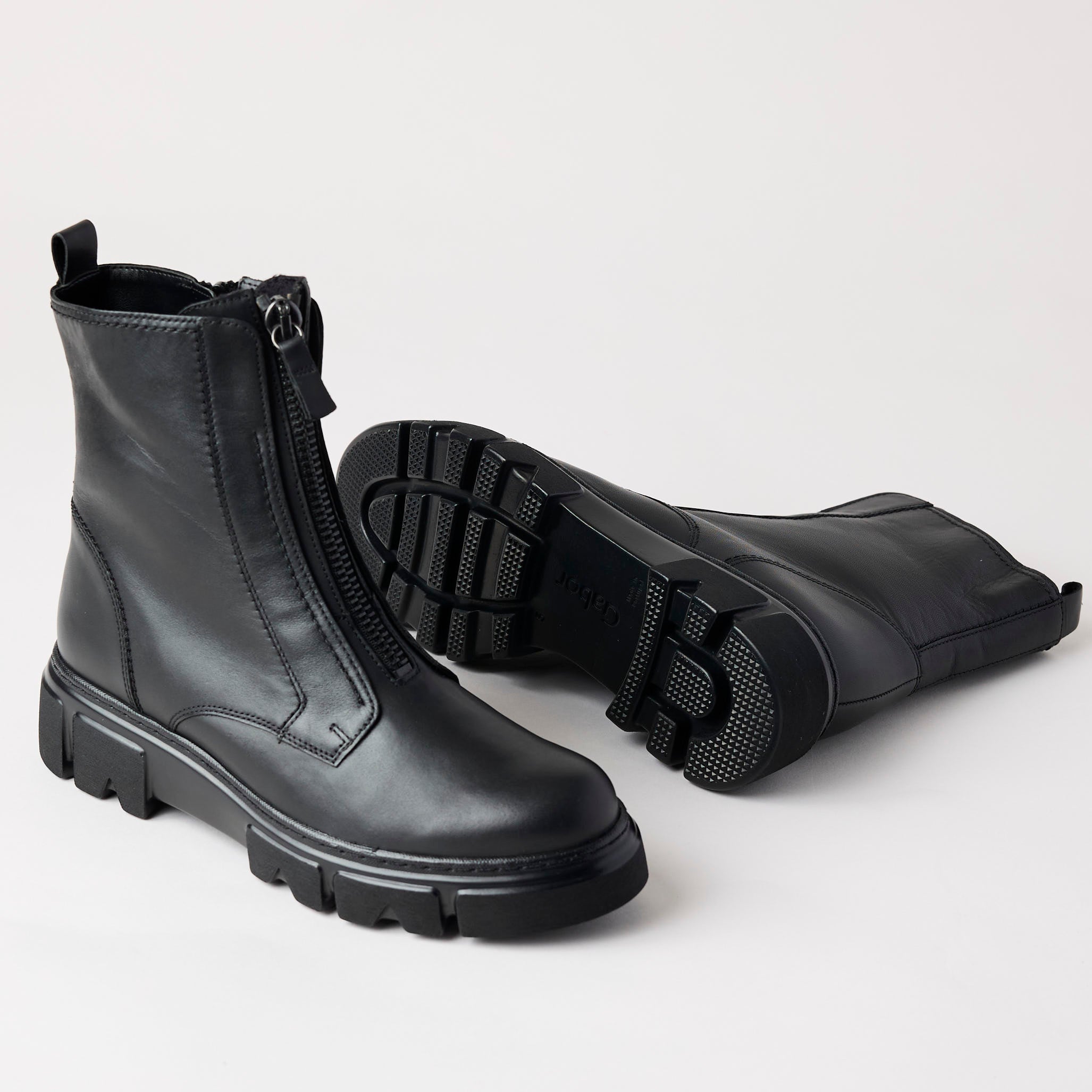 Gabor Black Leather Biker Boots Shop online Nozomi