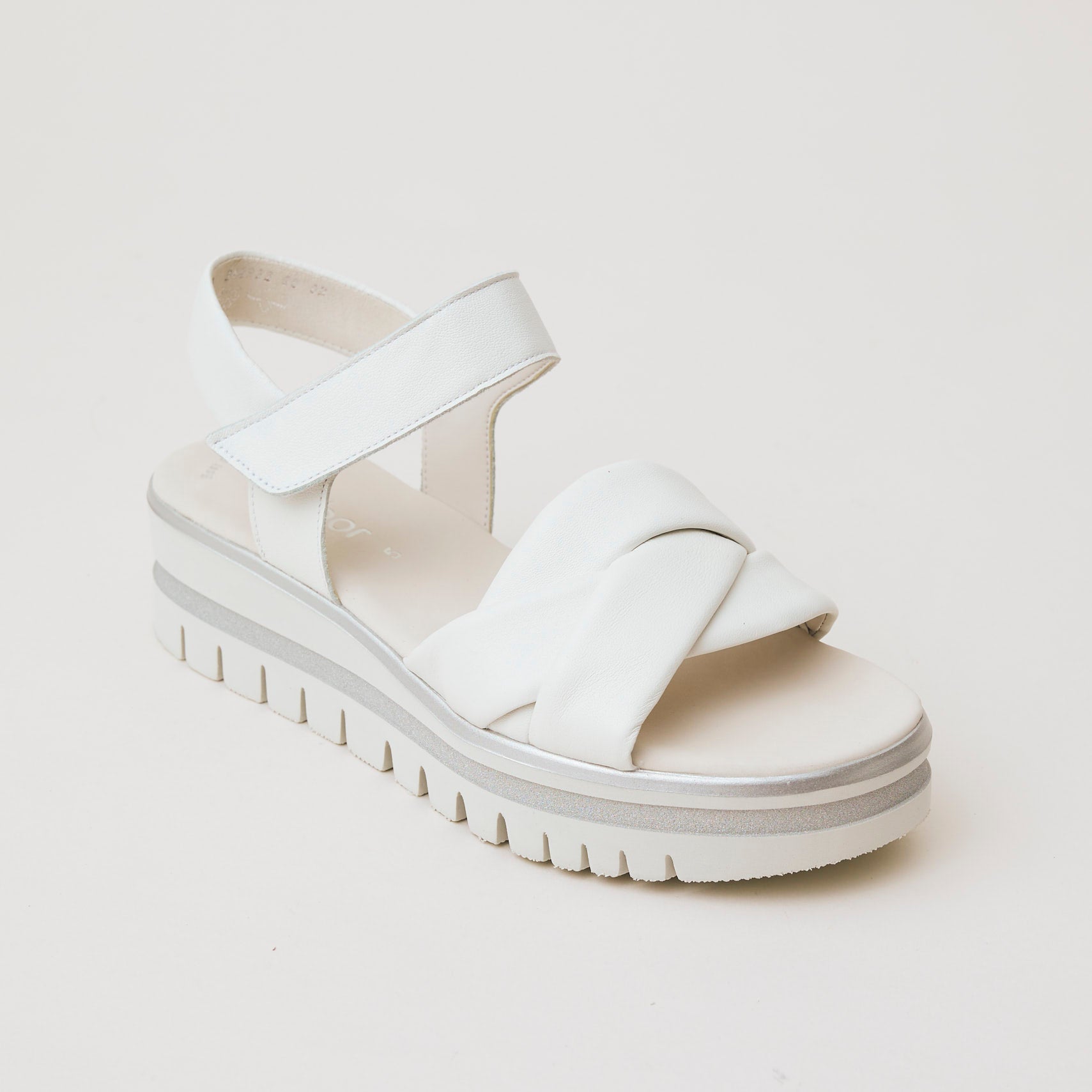 Gabor White Leather Wedge Sandals Shop online Nozomi