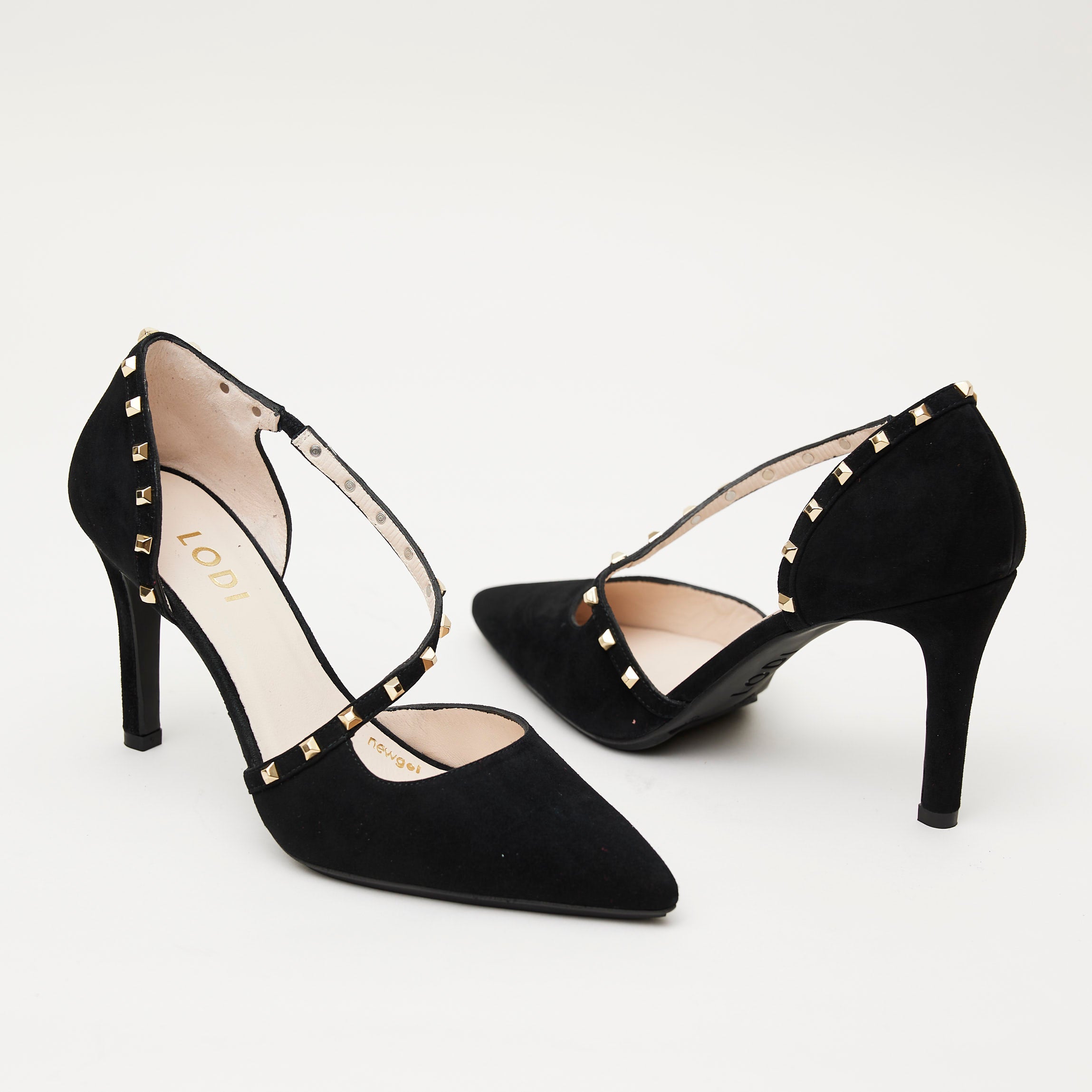 Black studded court shoes best sale