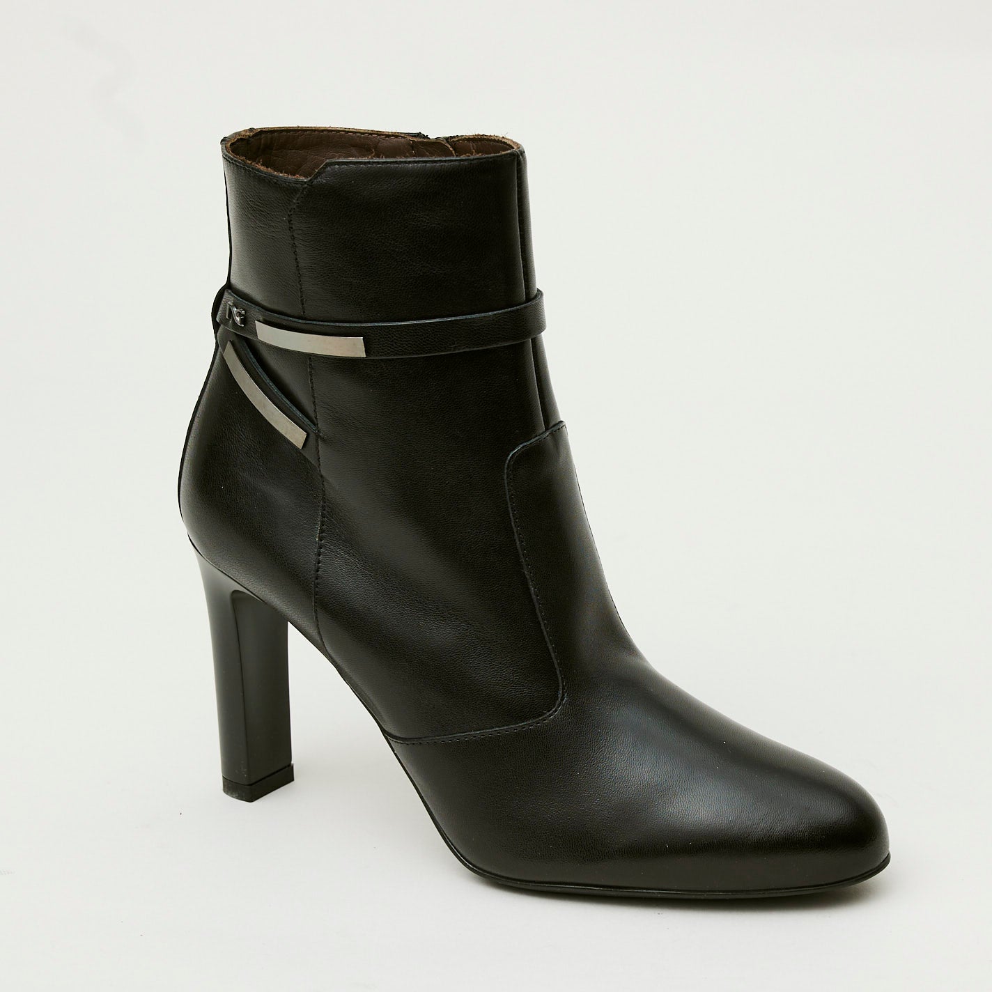 NeroGiardini Black Leather High Heeled Ankle Boots Shop online