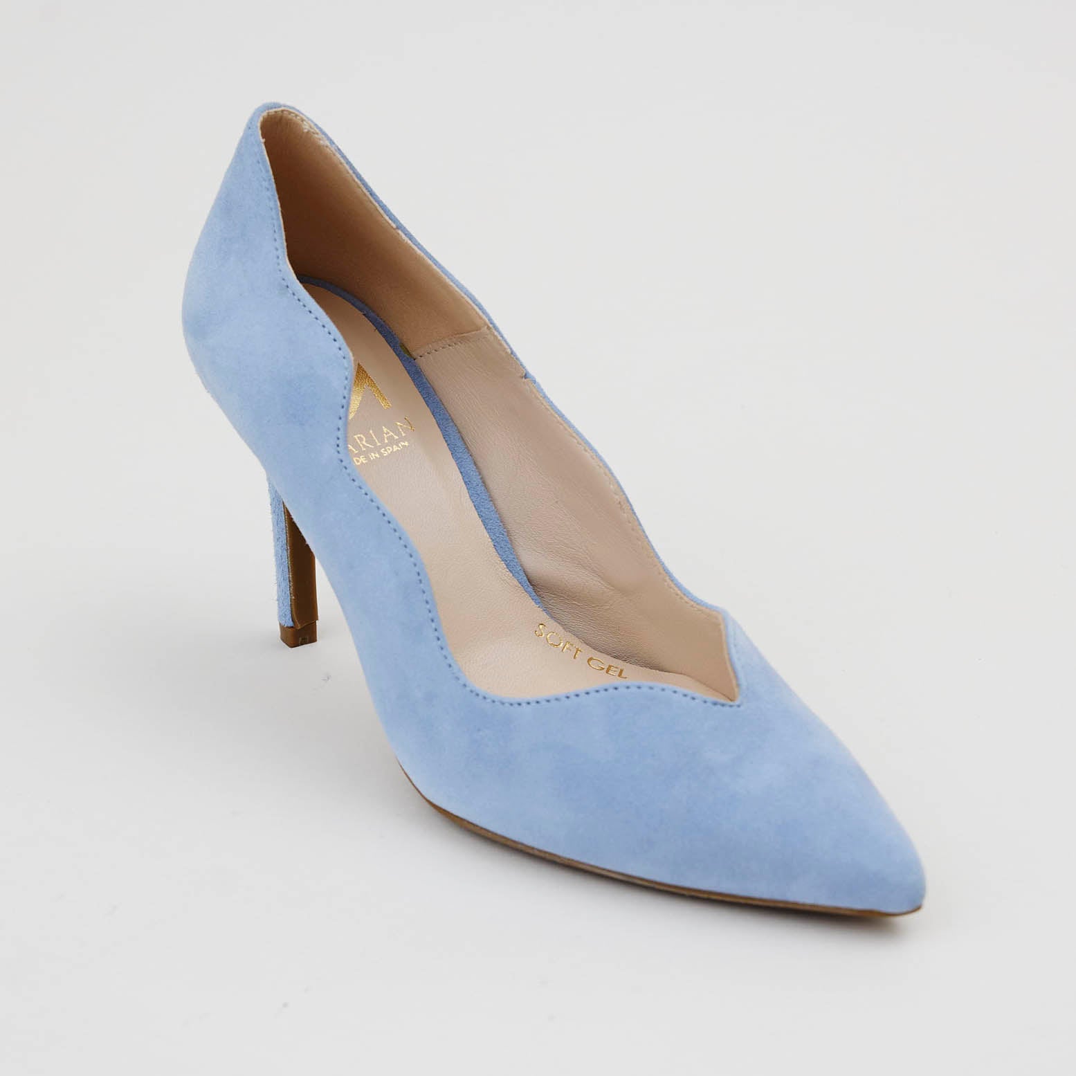 Marian Baby Blue Suede High Heel Court Shoes Shop online Nozomi