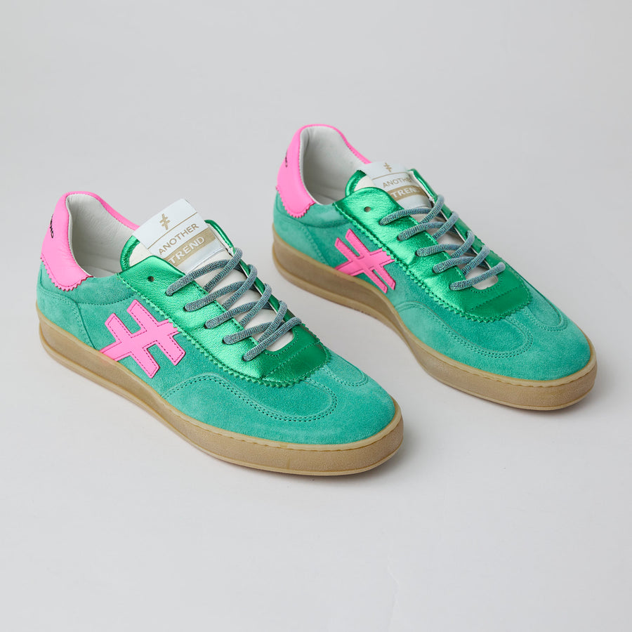 Another Trend Green Suede Leather Trainers