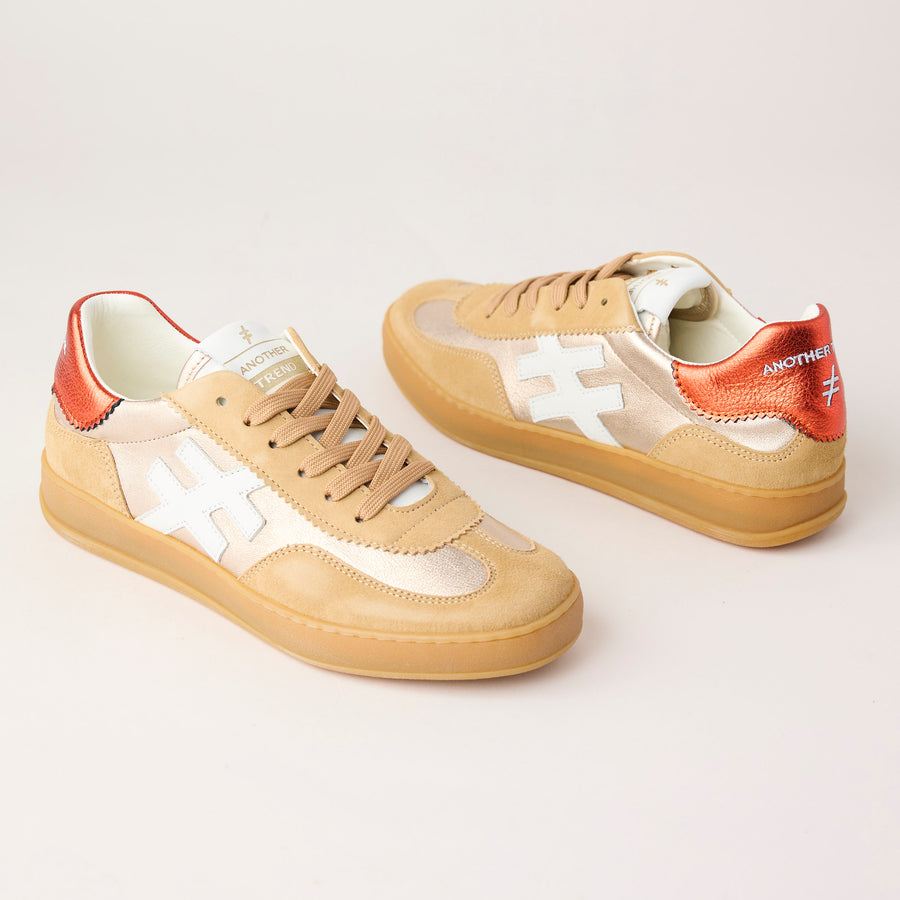 Another Trend Camel Suede Leather Trainers