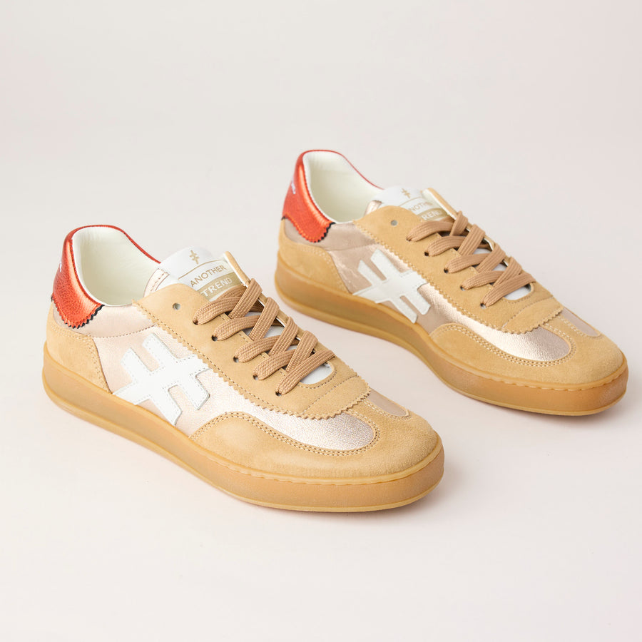 Another Trend Camel Suede Leather Trainers