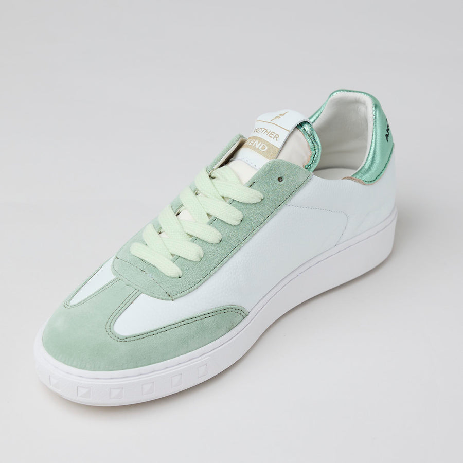 Another Trend White and Mint Leather Trainers