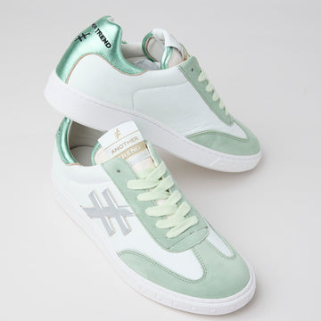 Another Trend White and Mint Leather Trainers