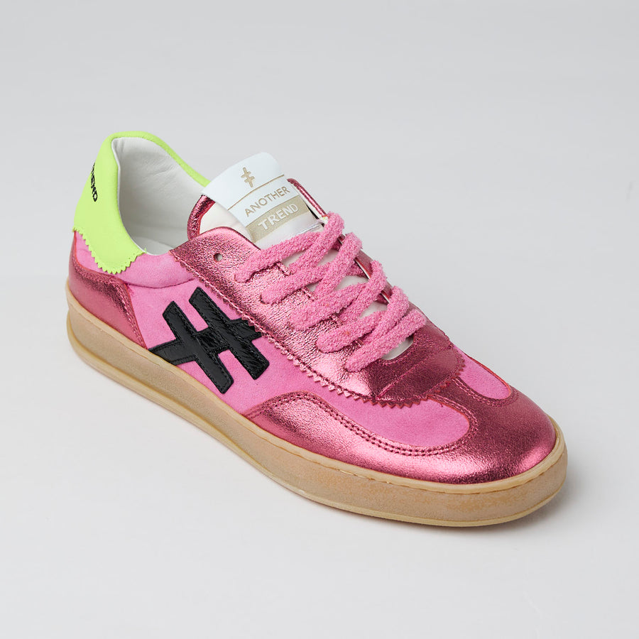 Another Trend Fuchsia and Lime Leather Trainers