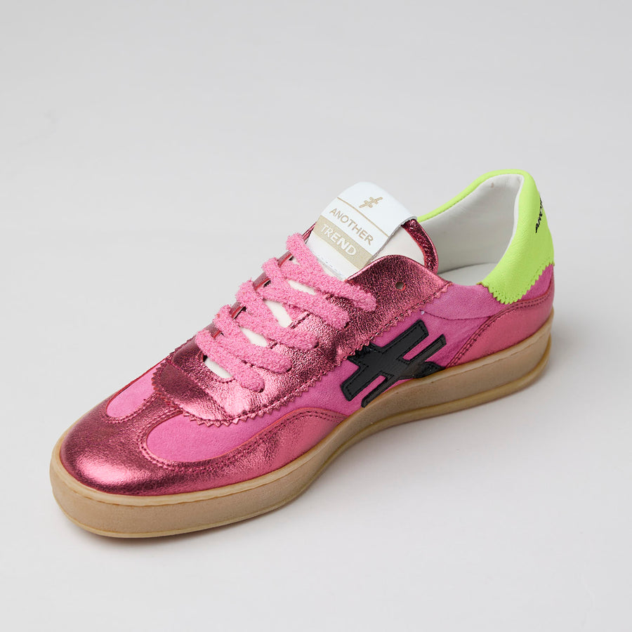 Another Trend Fuchsia and Lime Leather Trainers