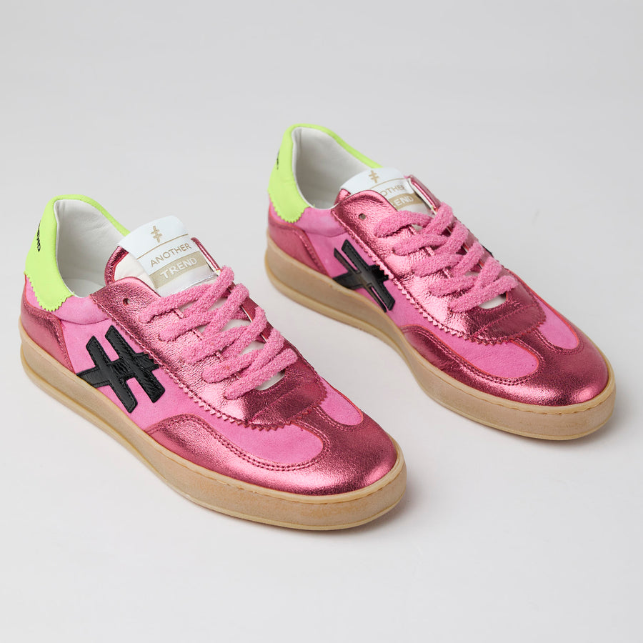 Another Trend Fuchsia and Lime Leather Trainers