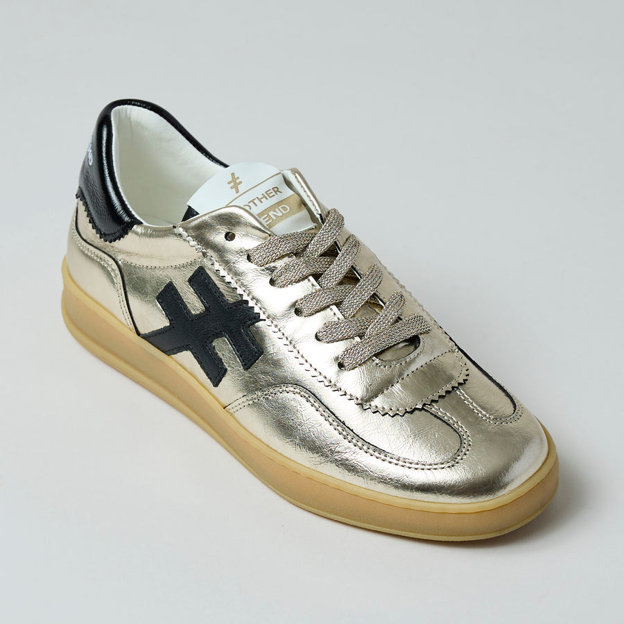 Another Trend Gold Metallic Leather Trainers - Nozomi