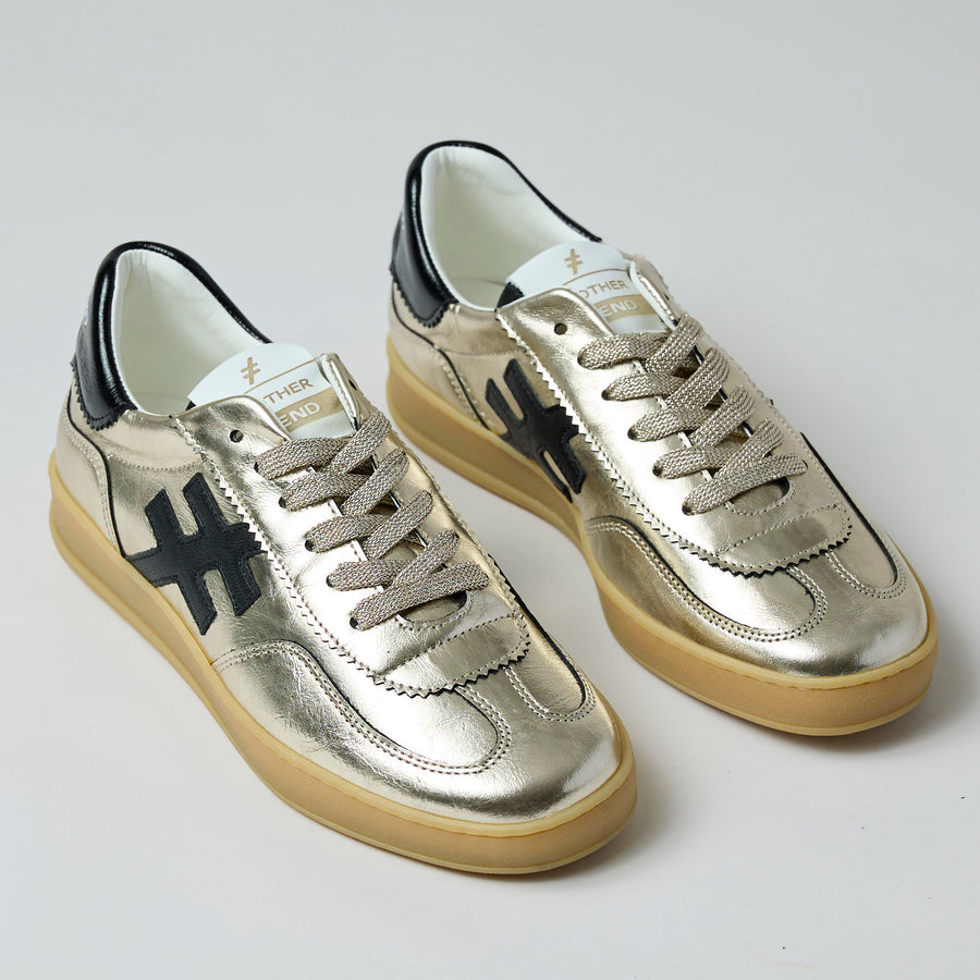 Another Trend Gold Metallic Leather Trainers - Nozomi