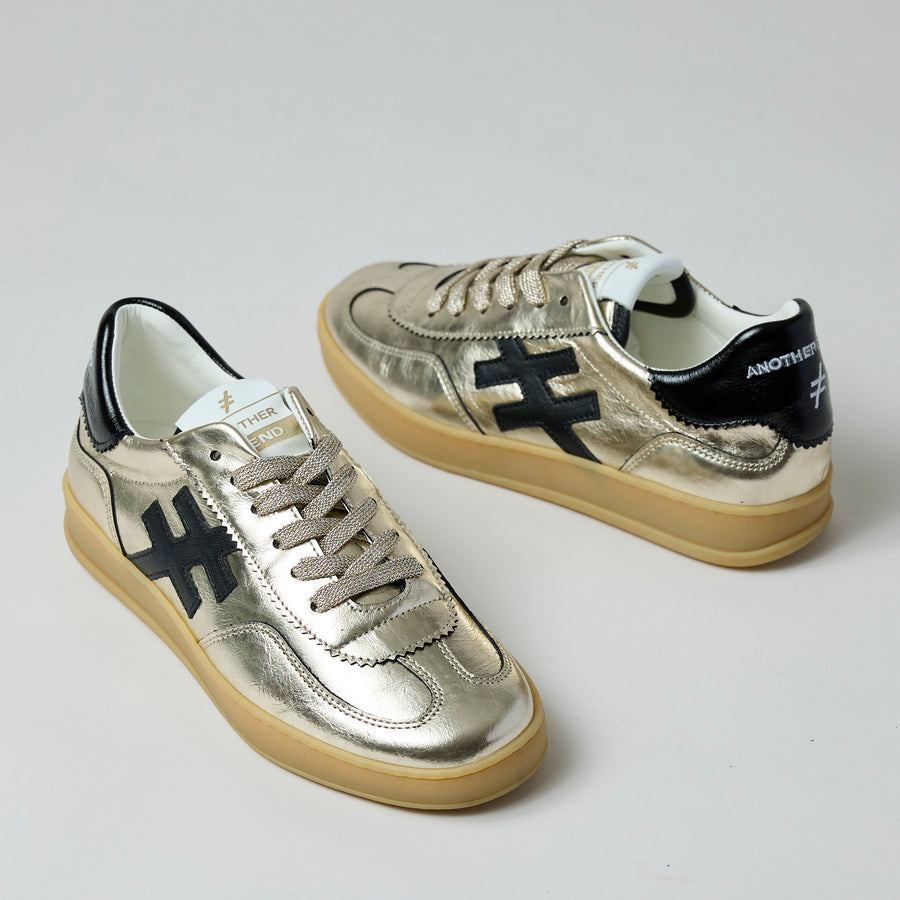 Another Trend Gold Metallic Leather Trainers - Nozomi