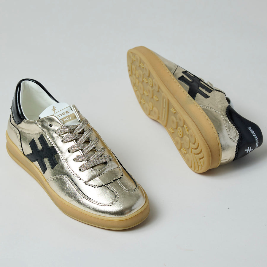 Another Trend Gold Metallic Leather Trainers - Nozomi