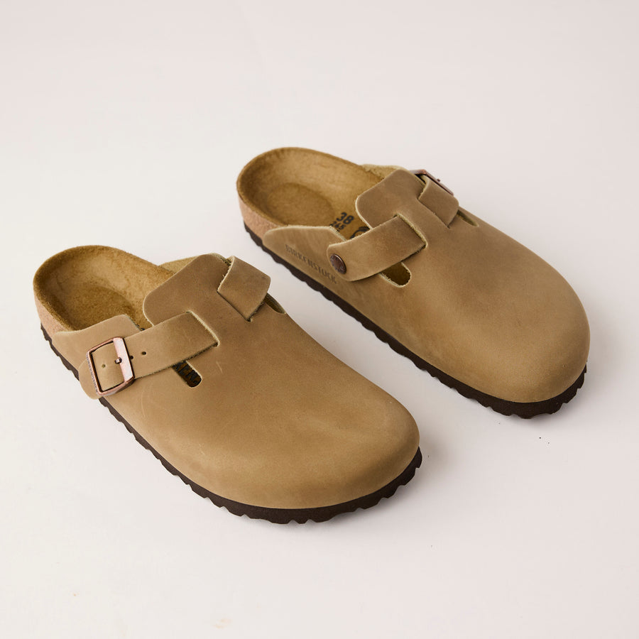 Birkenstock Boston Oiled Leather Camel Clogs