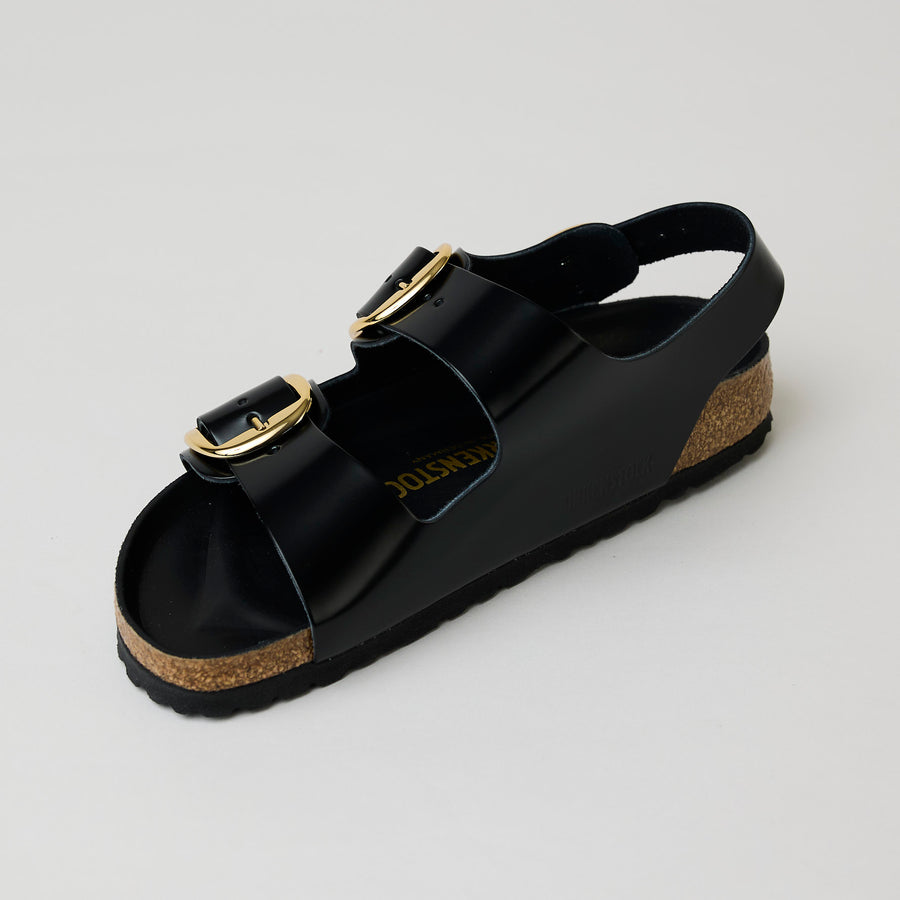 Birkenstock Black Leather Big Buckle Milano Sandals - Nozomi