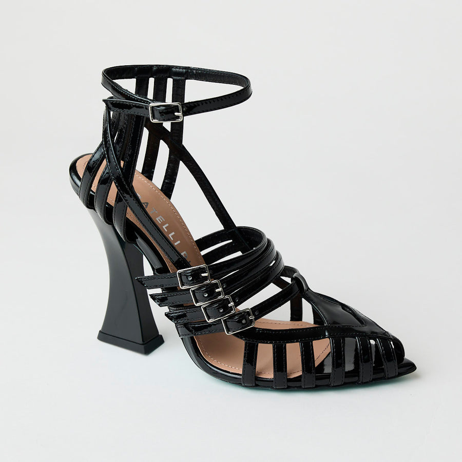 Fratelli Russo High Heeled Black Patent Leather Sandals - Nozomi
