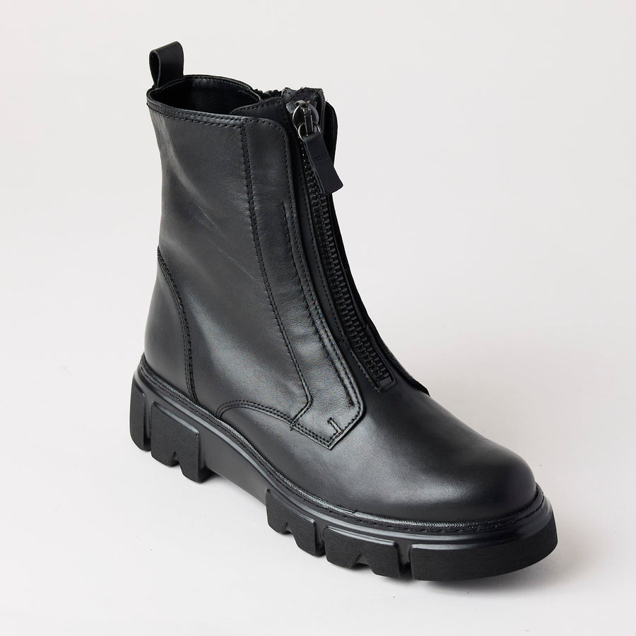 Gabor Black Leather Biker Boots - Nozomi