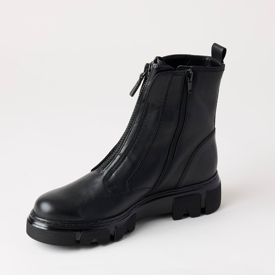 Gabor Black Leather Biker Boots - Nozomi