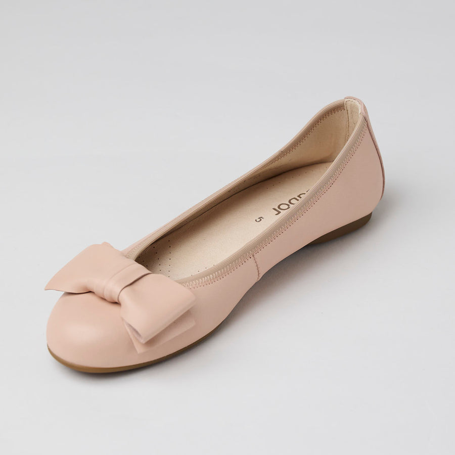 Gabor Blush Leather Ballerina Pumps