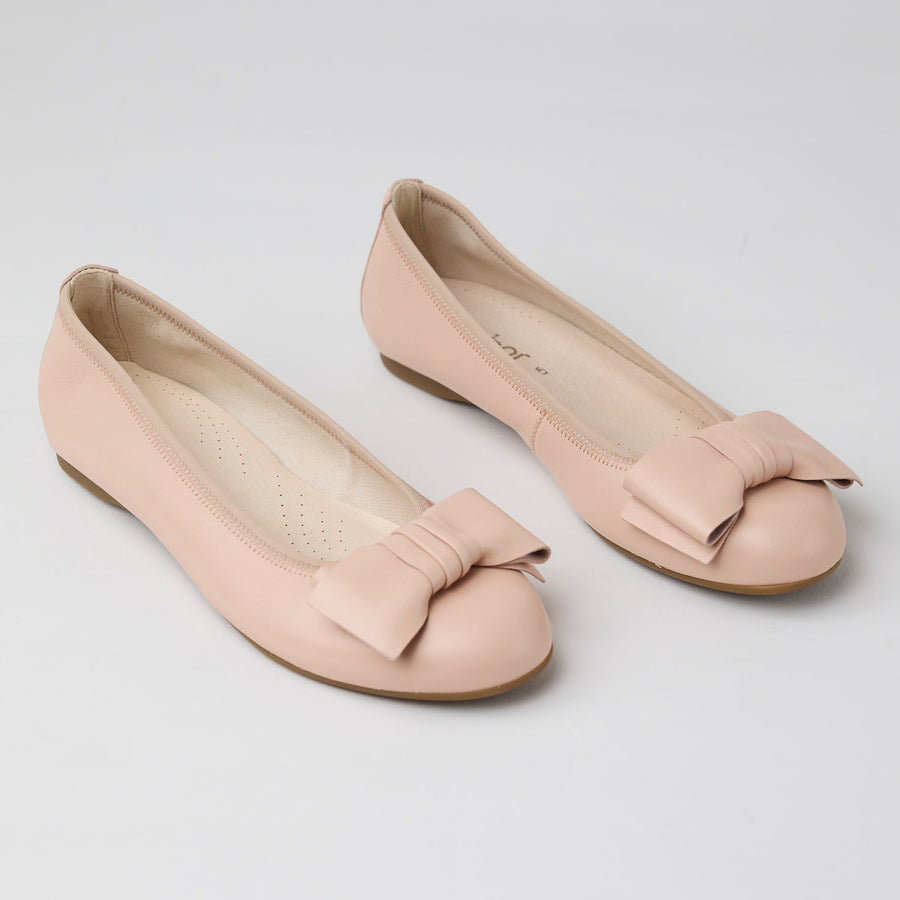 Gabor Blush Leather Ballerina Pumps