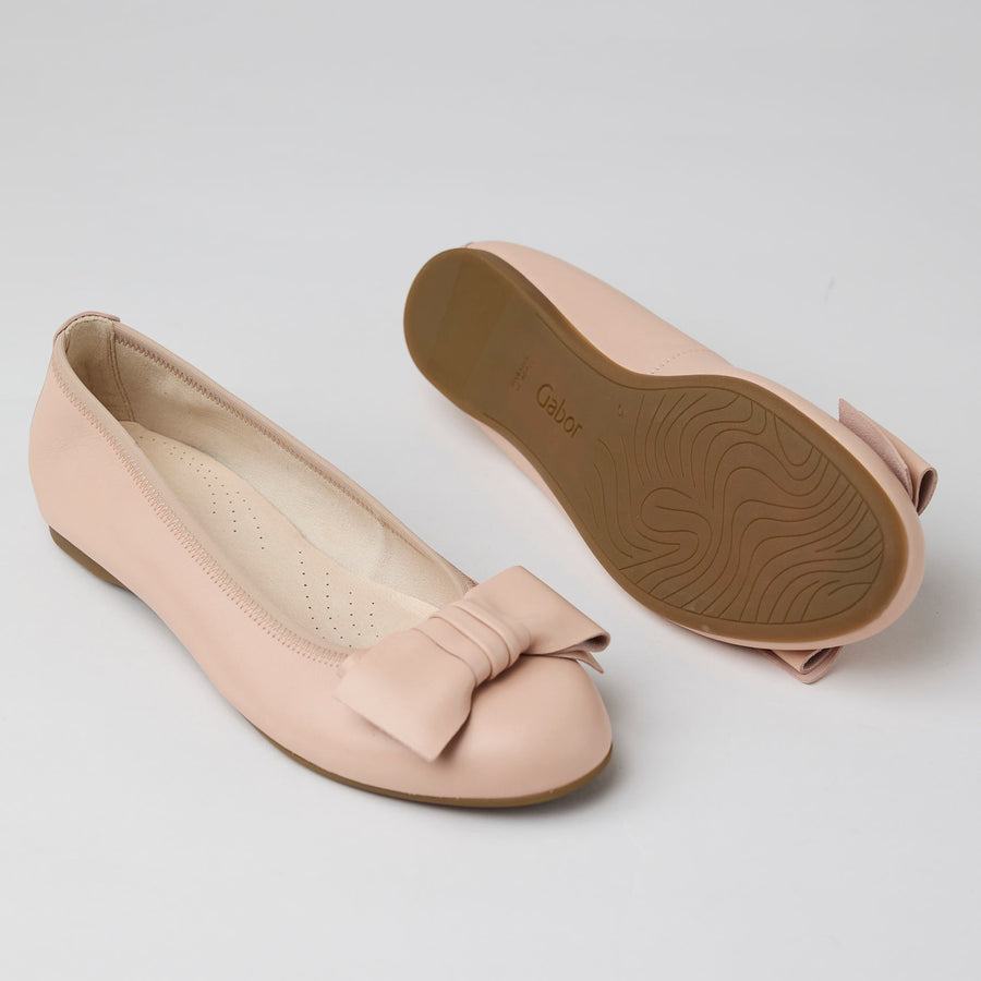 Gabor Blush Leather Ballerina Pumps