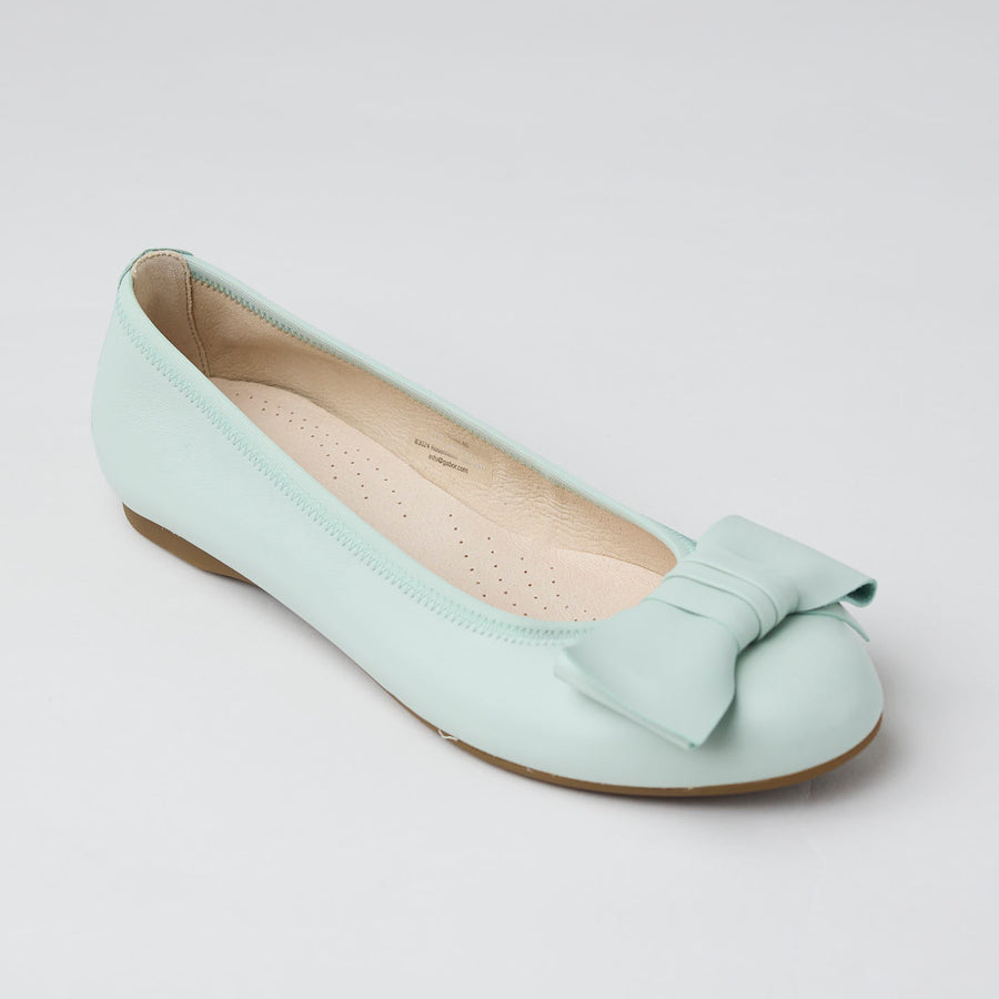 Gabor Mint Leather Ballerina Pumps