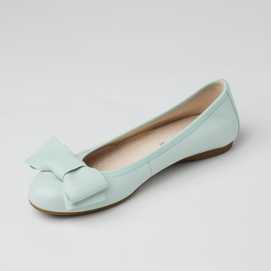 Gabor Mint Leather Ballerina Pumps