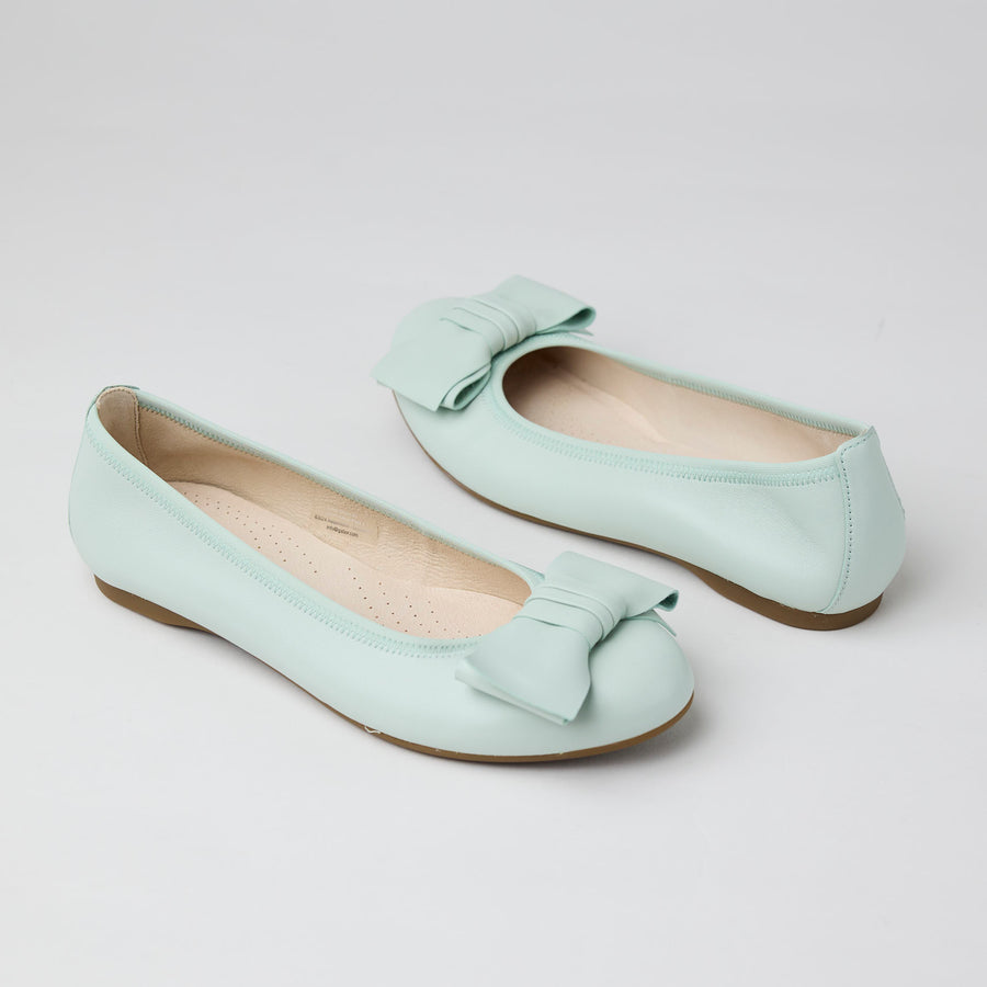 Gabor Mint Leather Ballerina Pumps