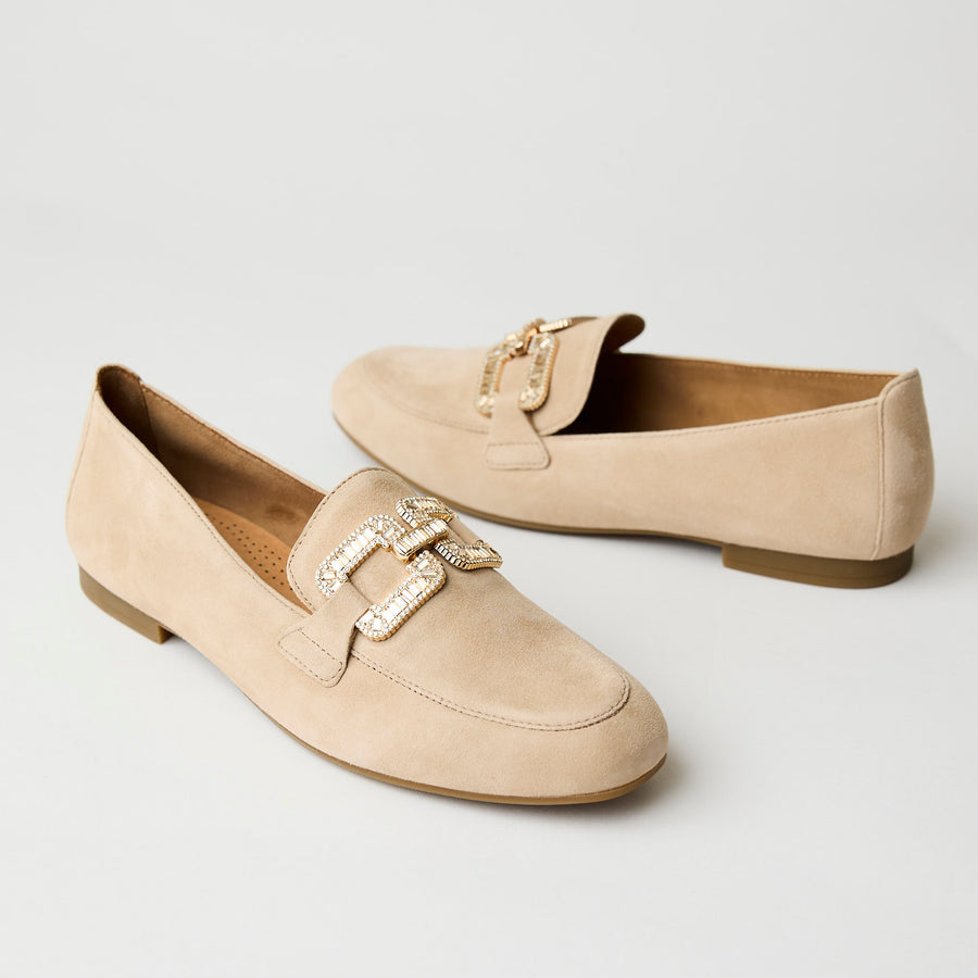 Gabor Beige Suede Leather Loafers - Nozomi