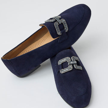 Gabor Navy Suede Leather Loafers