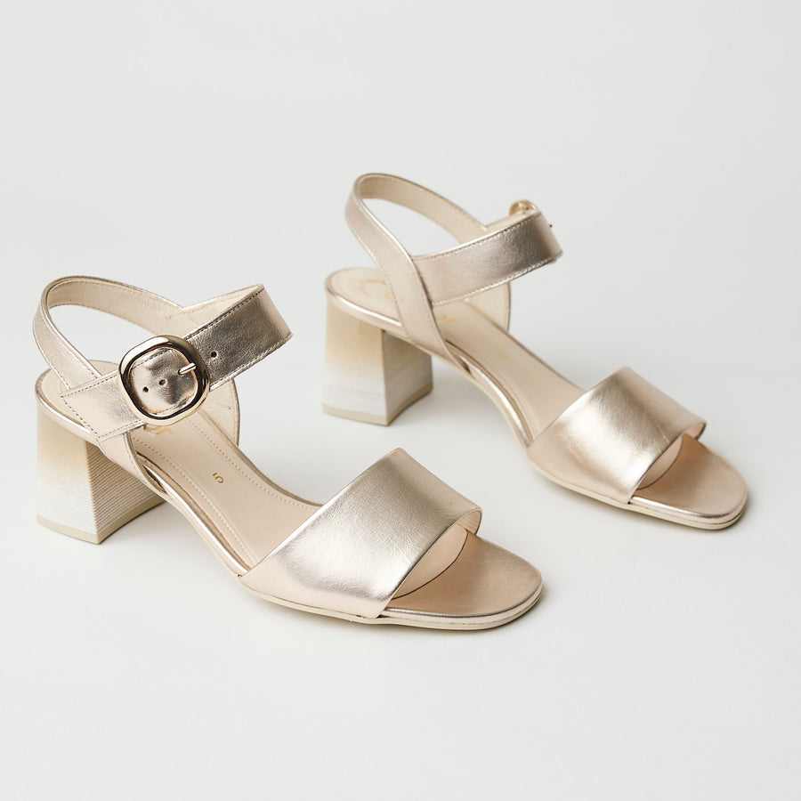 Gabor Champagne Metallic Leather Sandals - Nozomi