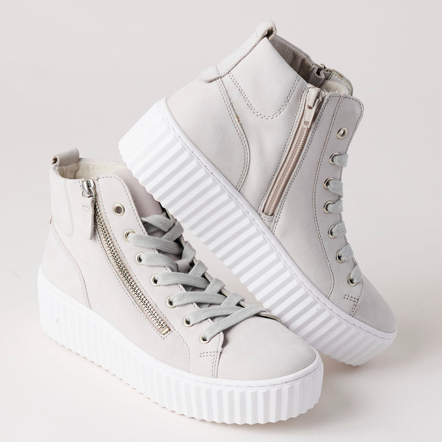 Gabor Beige Nubuck Leather High Top Trainers - Nozomi