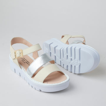 Jose Saenz Beige and Silver Leather Sandals