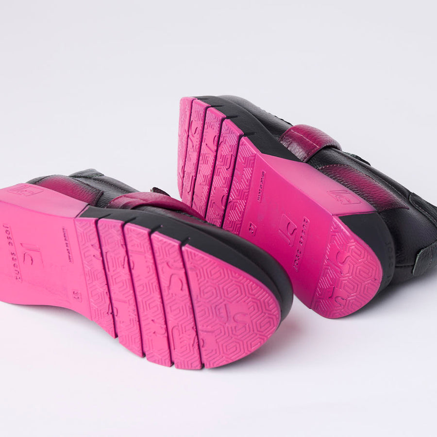 Jose Saenz Black & Fuchsia Leather Slip-On Shoes - Nozomi