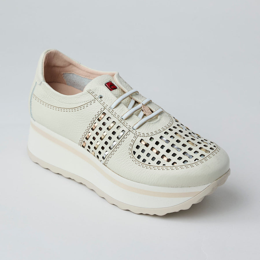 Jose Saenz Flatform Laced Beige Leather Shoes