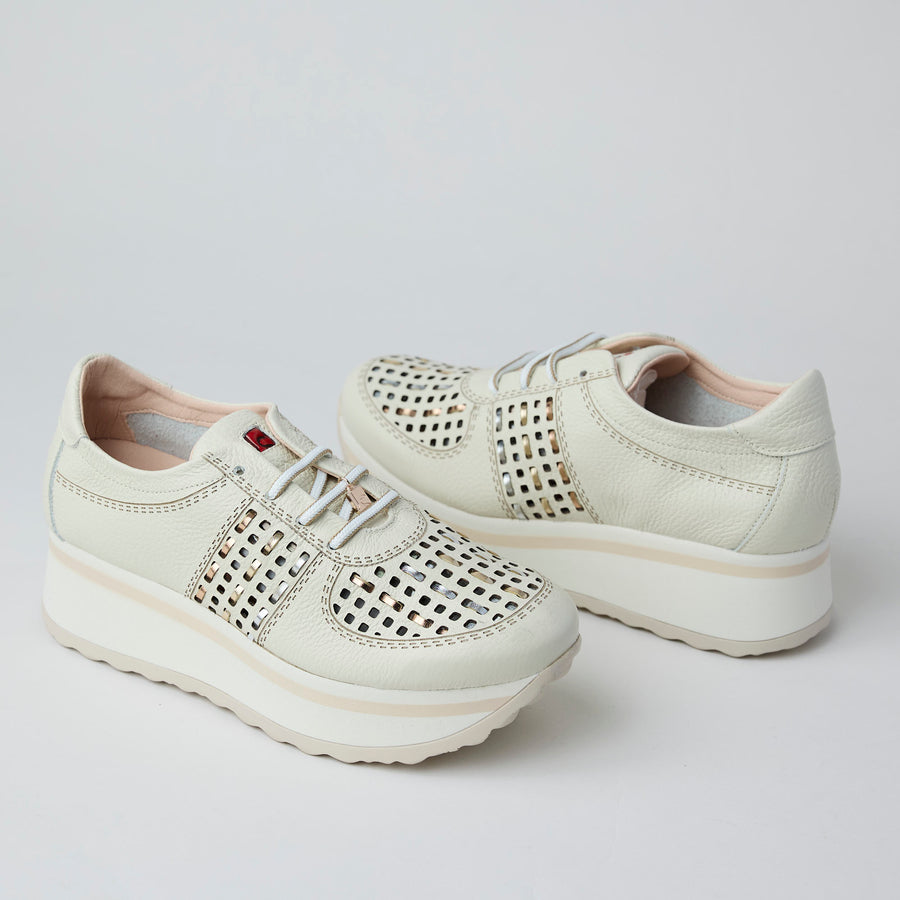 Jose Saenz Flatform Laced Beige Leather Shoes