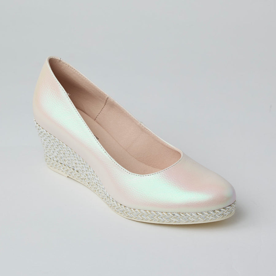 Jose Saenz Ivory Pearlised Leather Espadrilles