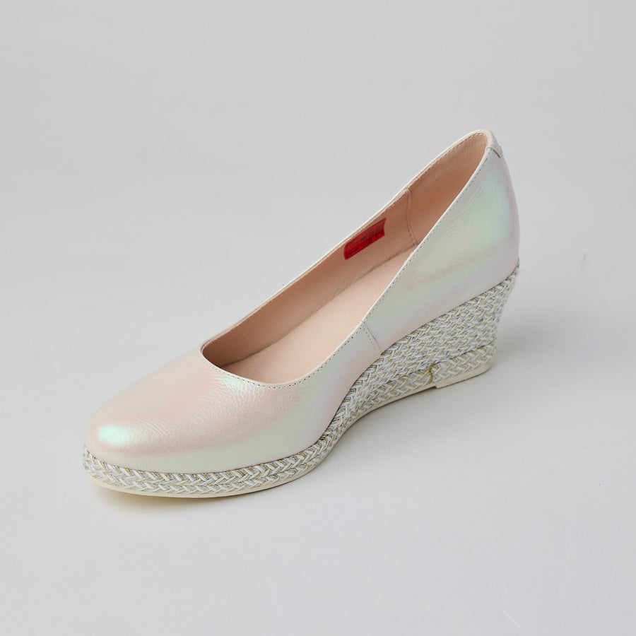 Jose Saenz Ivory Pearlised Leather Espadrilles