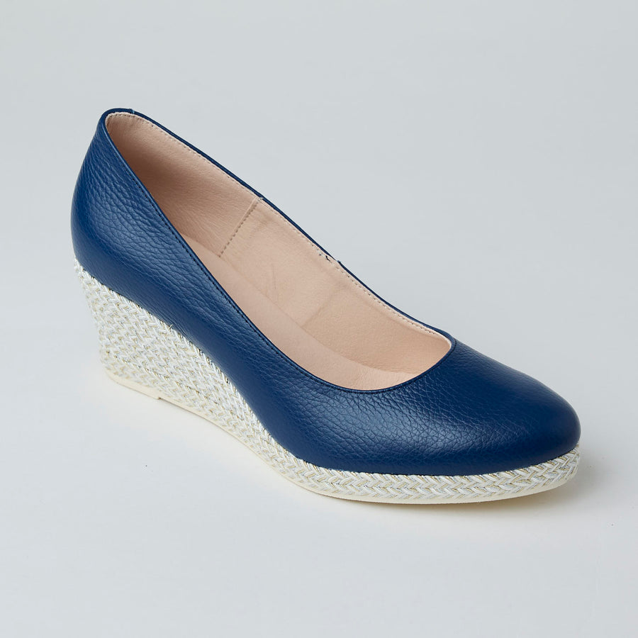 Jose Saenz Navy Leather Espadrilles