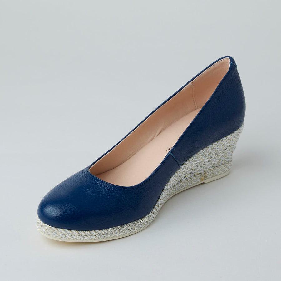 Jose Saenz Navy Leather Espadrilles