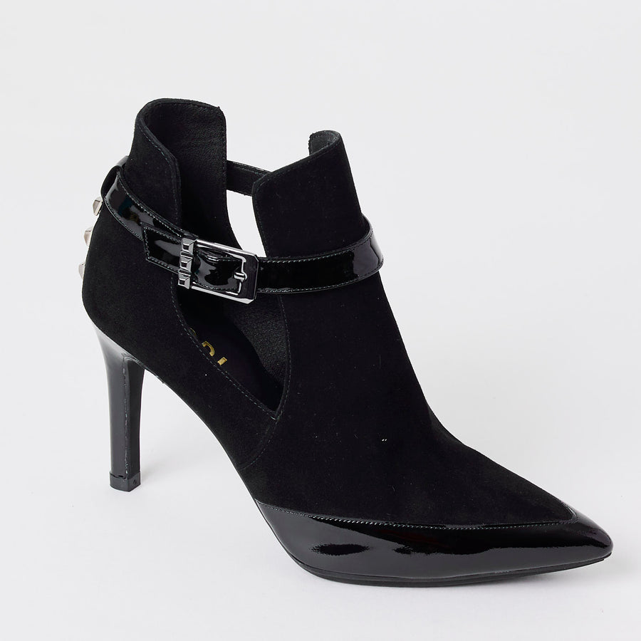 Lodi Black Patent and Suede Leather Ankle Boots - Nozomi