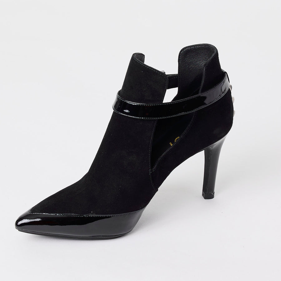 Lodi Black Patent and Suede Leather Ankle Boots - Nozomi