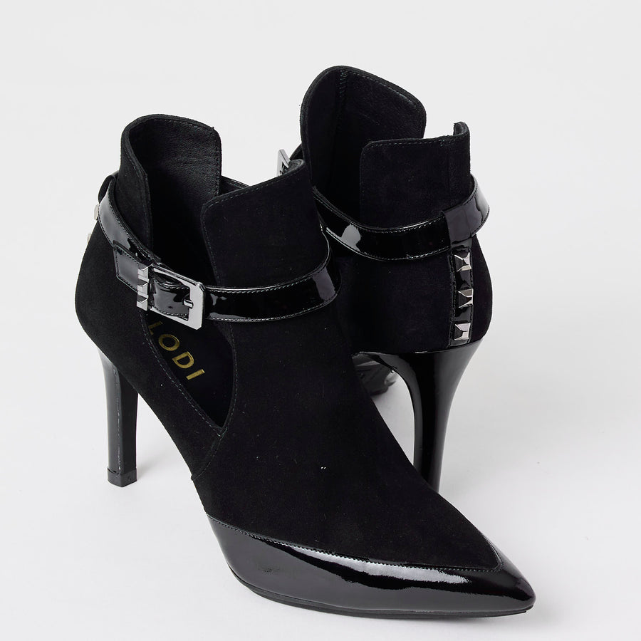 Lodi Black Patent and Suede Leather Ankle Boots - Nozomi