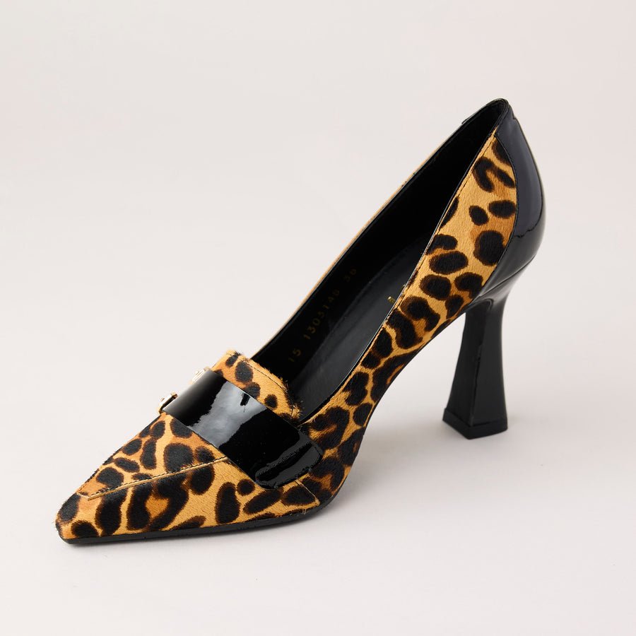 Lodi Leopard Print Leather Court Shoes