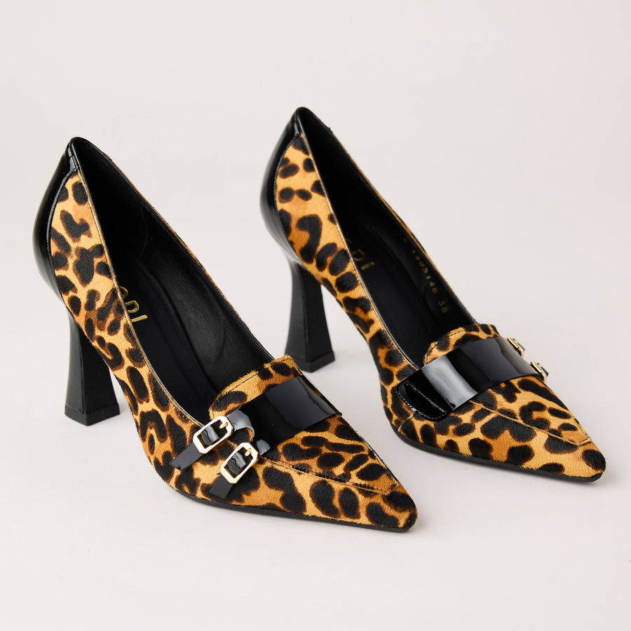 Lodi Leopard Print Leather Court Shoes