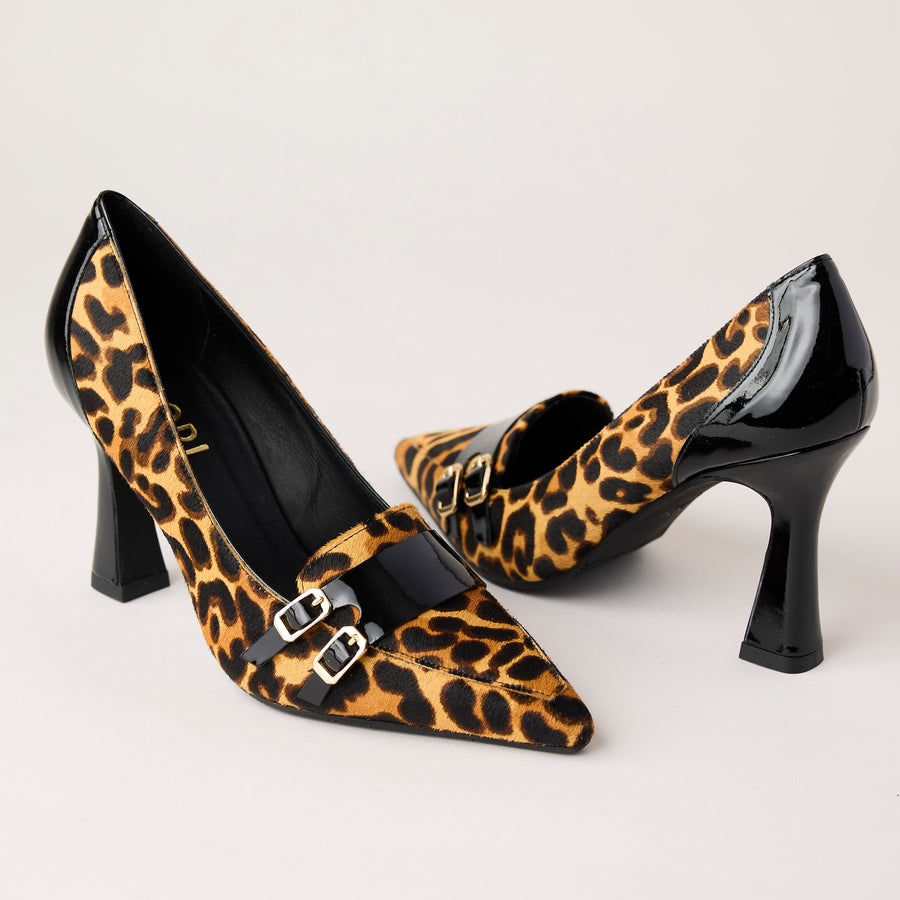 Lodi Leopard Print Leather Court Shoes