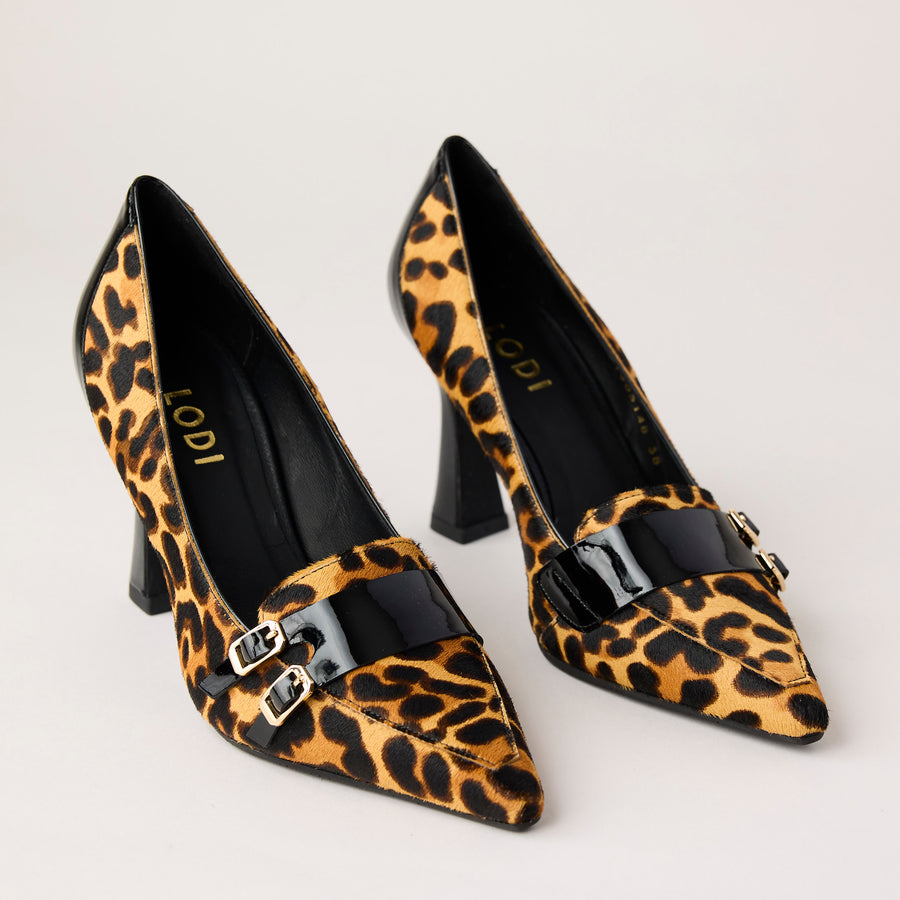 Lodi Leopard Print Leather Court Shoes