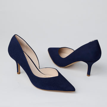 Lodi Navy Suede Leather Court Shoes