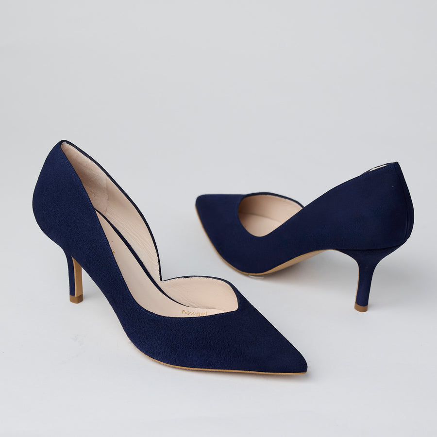 Lodi Navy Suede Leather Court Shoes