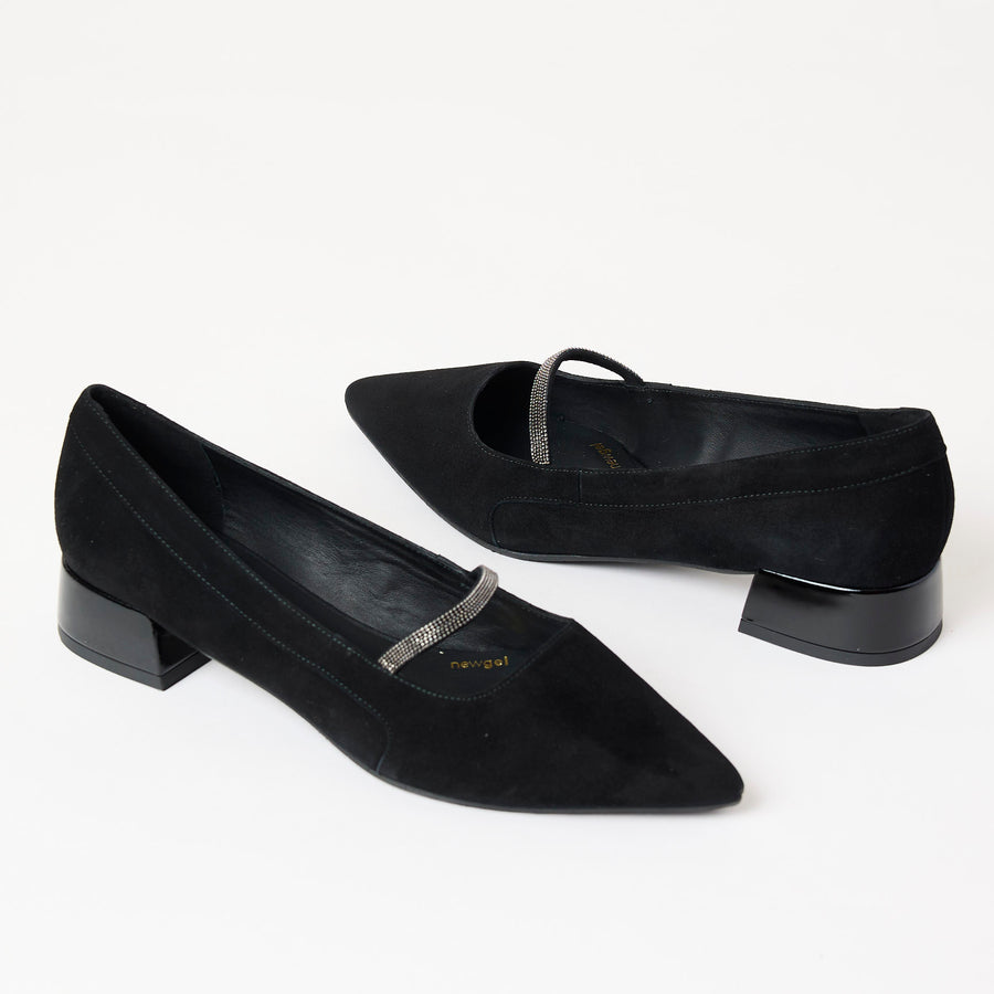 Lodi Flat Black Suede Shoes - Nozomi